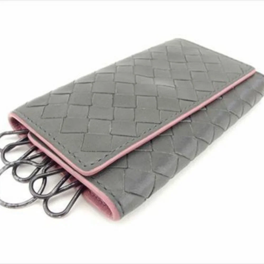 AUTH Bottega Veneta Keycase Keyholder Intrecciato Grey Woman